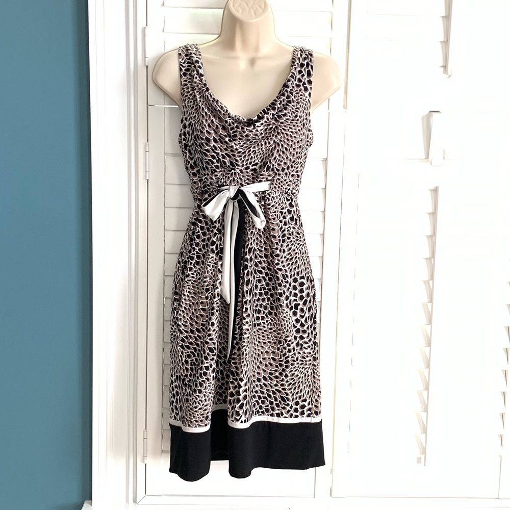BCBG Max Azria Cowlneck Tie Waist Sleeveless Dress Small